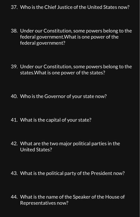 37. Who is the Chief Justice of the United States