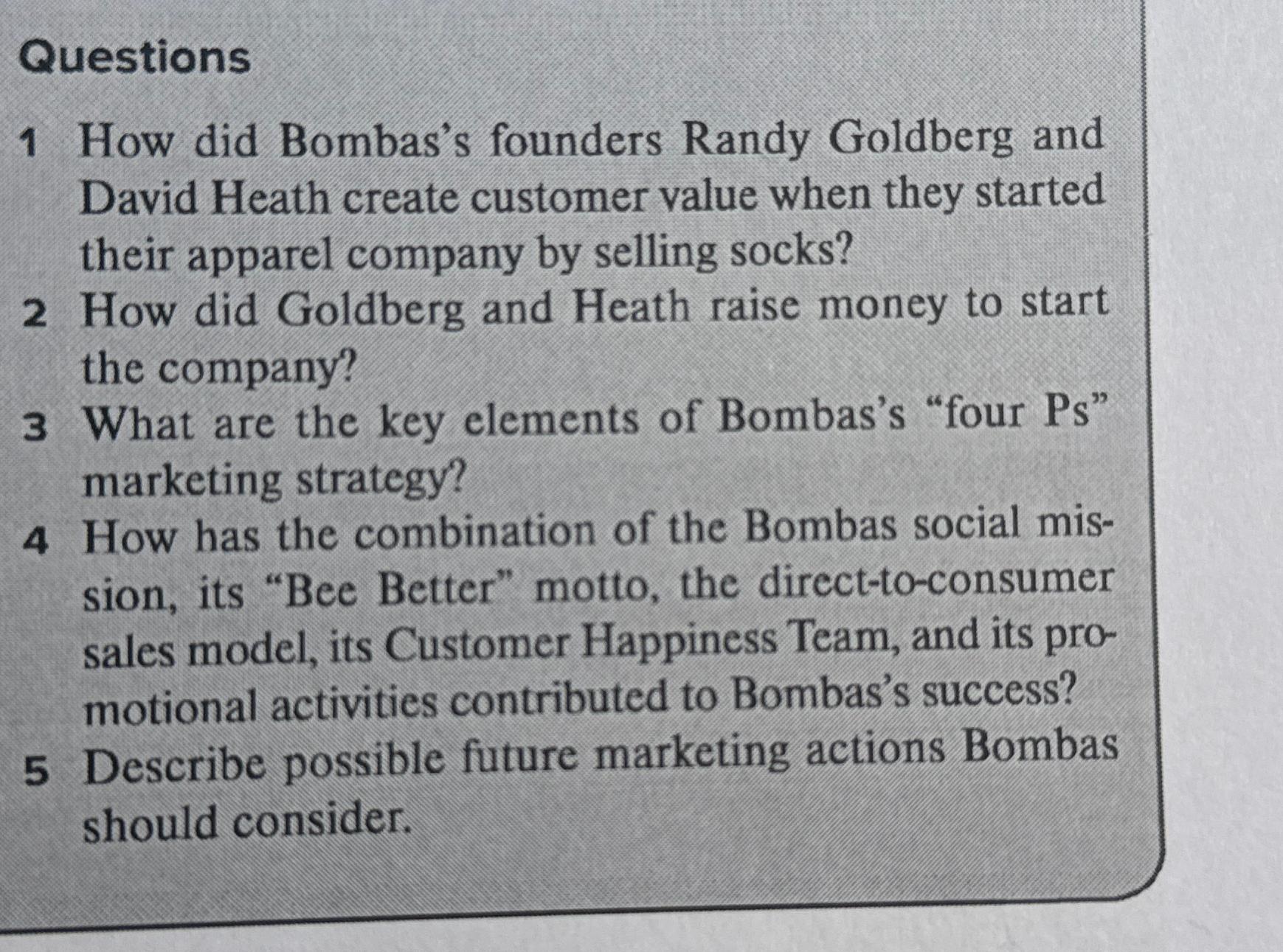 Solved Questions1 ﻿How did Bombas's founders Randy Goldberg | Chegg.com