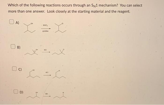 Solved Which of the following reactions occurs through an | Chegg.com