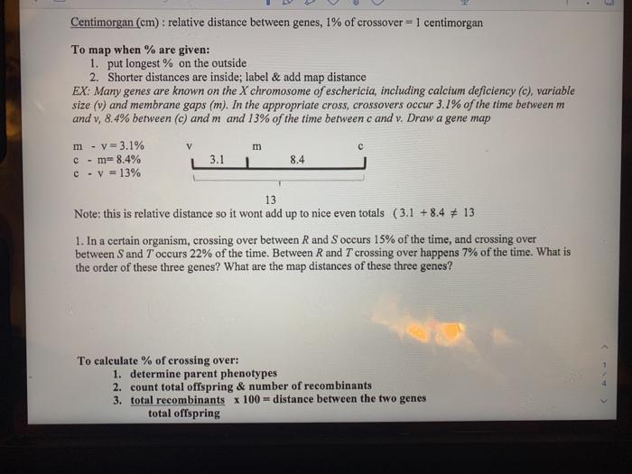 Solved Centimorgan (cm): relative distance between genes, 1% | Chegg.com