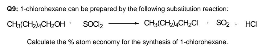 Solved Q9: 1-chlorohexane can be prepared by the following | Chegg.com