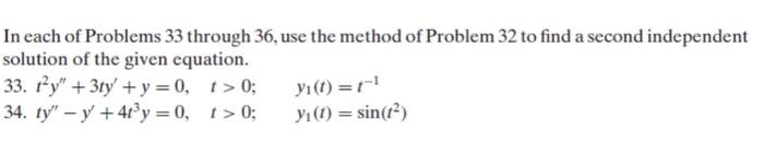 Solved In each of Problems 33 through 36, use the method of | Chegg.com