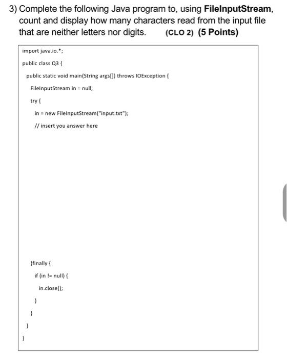 Solved 3) Complete the following Java program to, using | Chegg.com
