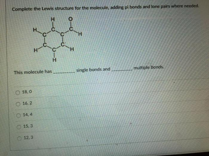 Solved Complete the Lewis structure for the molecule, adding | Chegg.com