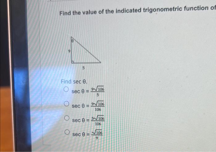 trigonometric value of sec 0