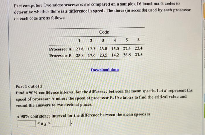 Solved Fast computer: Two microprocessors are compared on a | Chegg.com