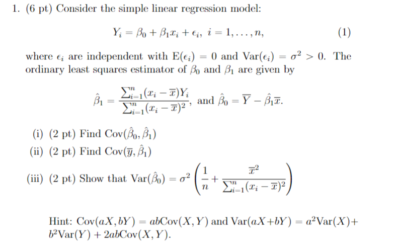 Solved Consider the simple linear regression model and | Chegg.com