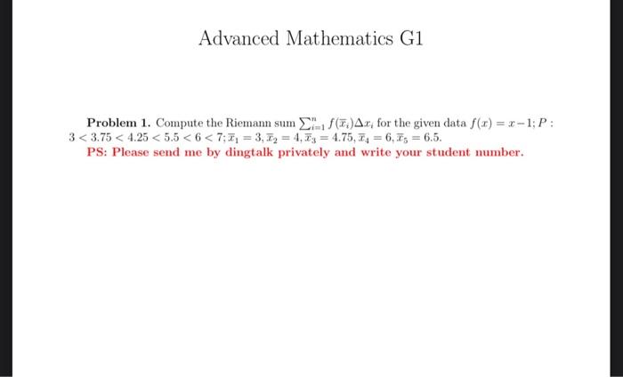 Solved Advanced Mathematics G1 Problem 1. Compute the | Chegg.com