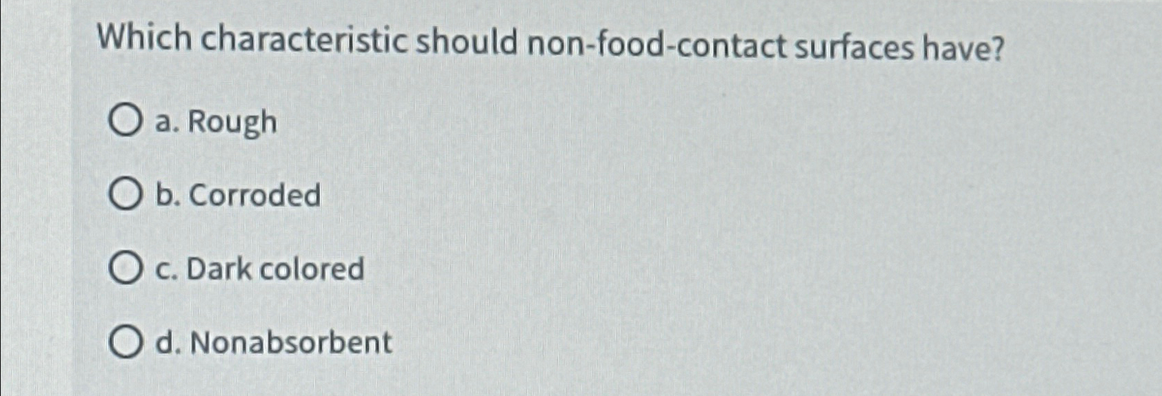 Non Food Contact Surfaces