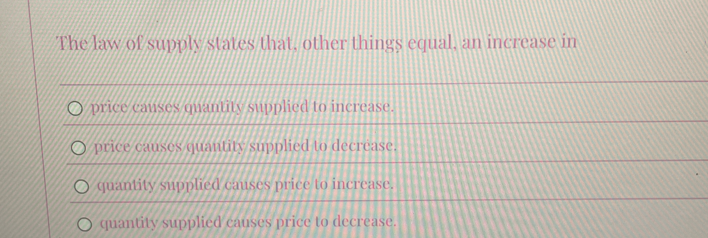 Solved The law of supply states that, other things equal, an