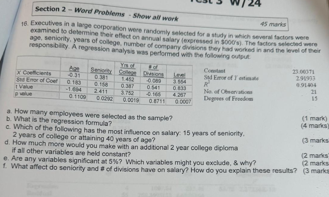 Solved Section 2 - ﻿Word Problems - ﻿Show all work16. | Chegg.com