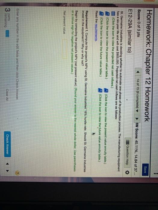 Solved Homework: Chapter 12 Homework Save Score: 0 of 3 pts | Chegg.com