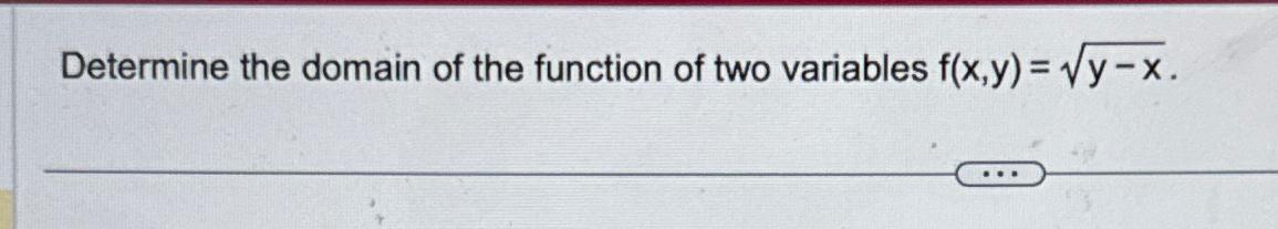 Solved Determine the domain of the function of two variables | Chegg.com
