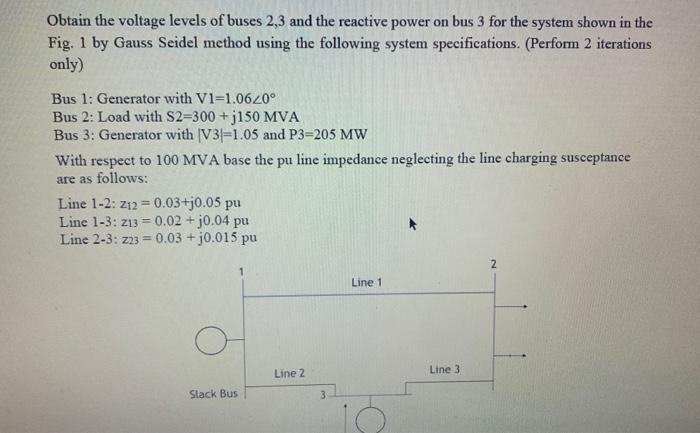 Solved Obtain the voltage levels of buses 2,3 and the | Chegg.com