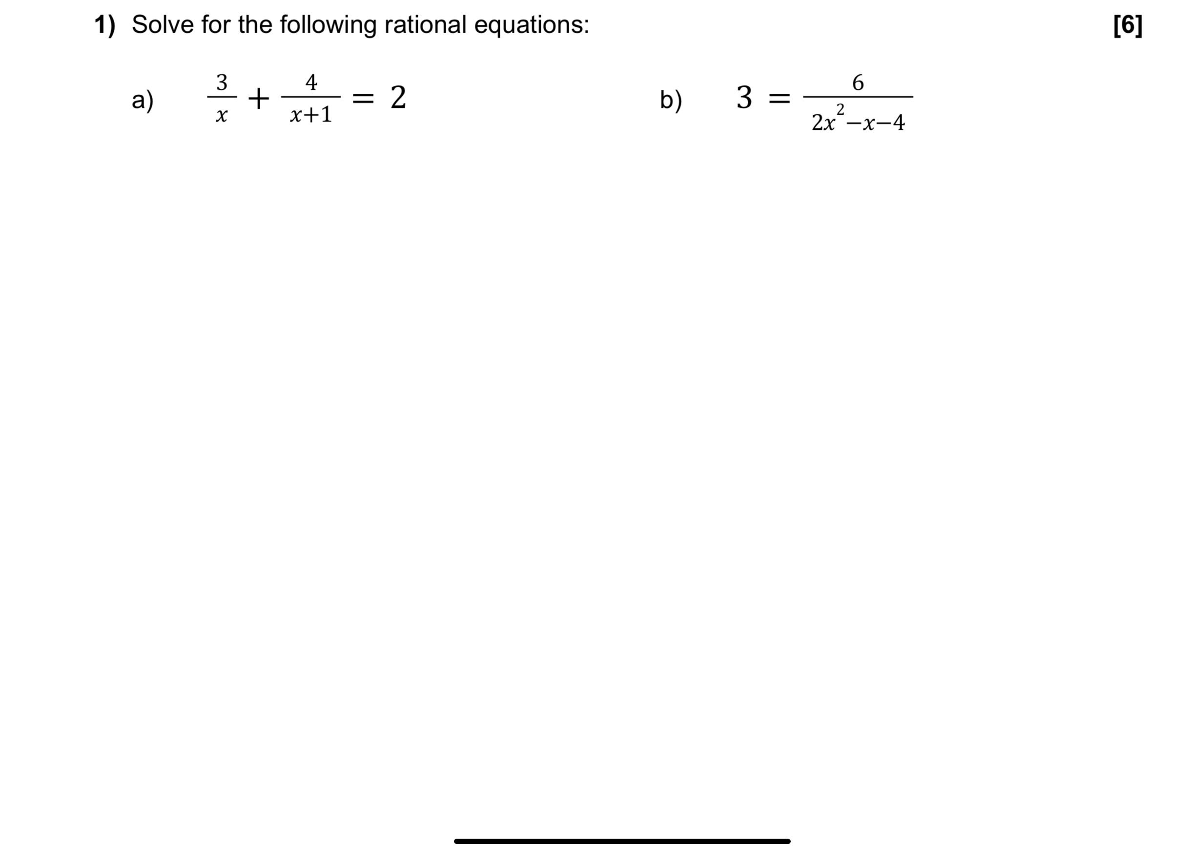 Solved Solve for the following rational | Chegg.com