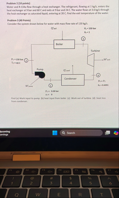 Solved Problem 2 (10 ﻿points)Water and R-134a flow through a | Chegg.com