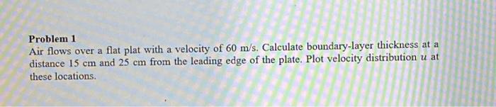 Solved Problem 1 Air flows over a flat plat with a velocity | Chegg.com