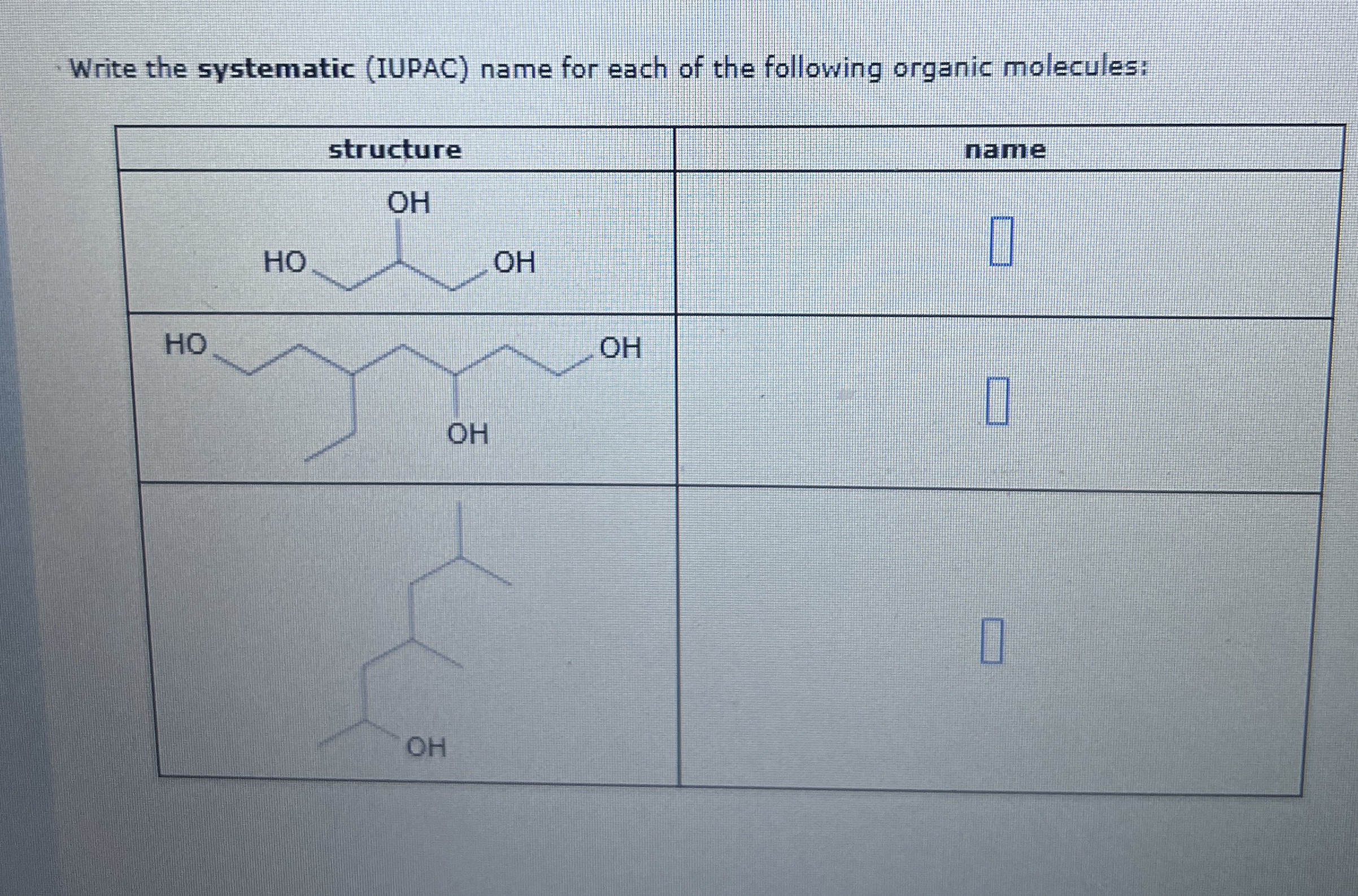 Solved Write the systematic (IUPAC) ﻿name for each of the | Chegg.com