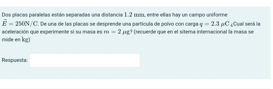 Solved Ejercicio De Campo Eléctrico.Dos Placas Paralelas | Chegg.com