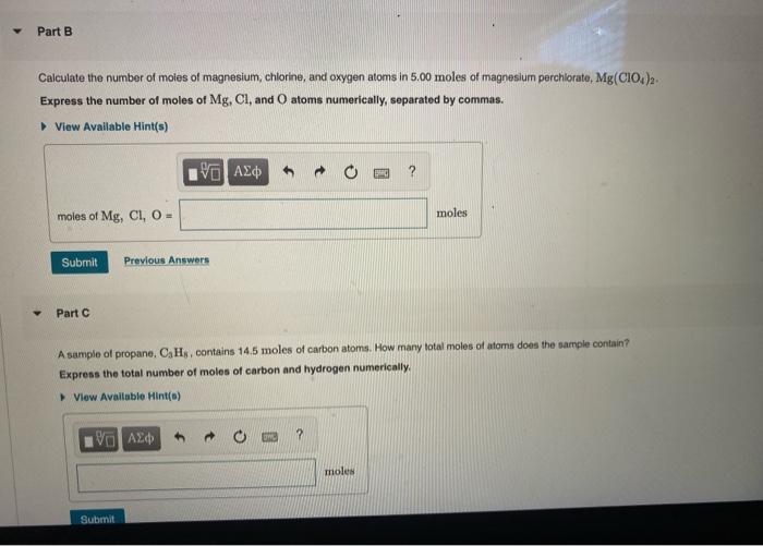 Solved Calculate the number of moles of magnesium, chlorine,