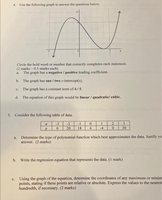 Solved 4. Use the following graph to answer the questions | Chegg.com