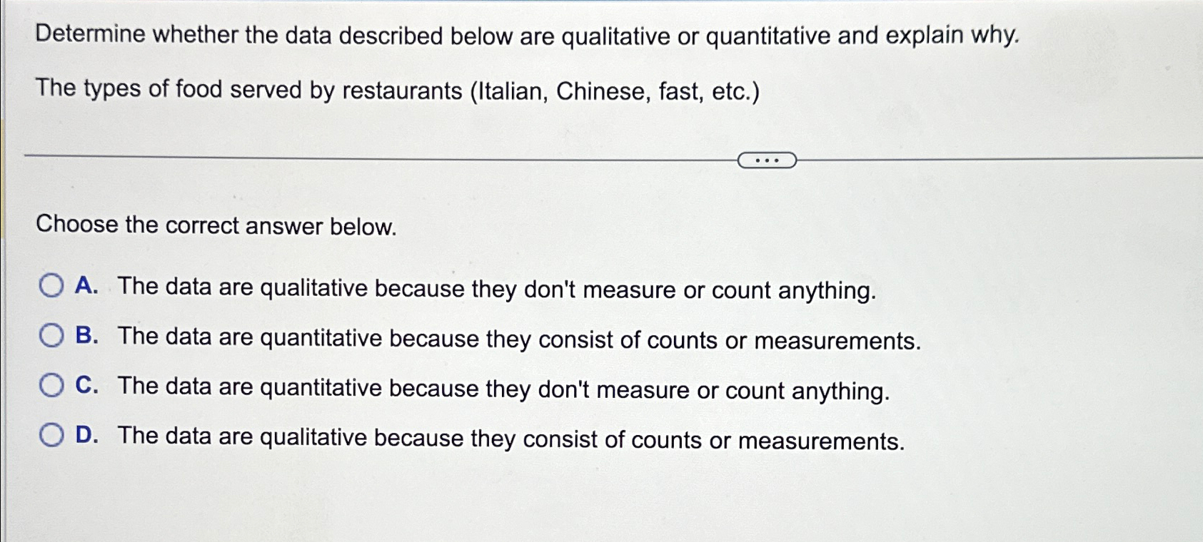 Solved Determine whether the data described below are | Chegg.com