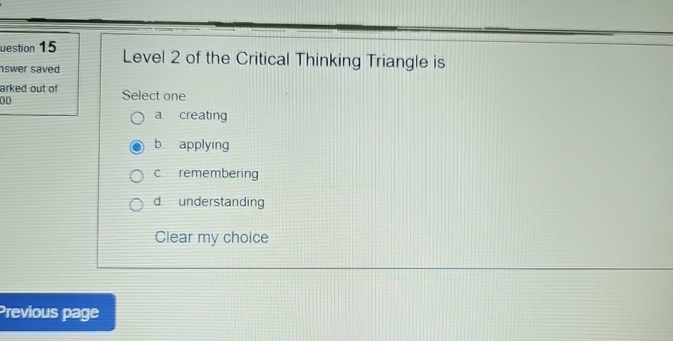 level 2 of critical thinking triangle