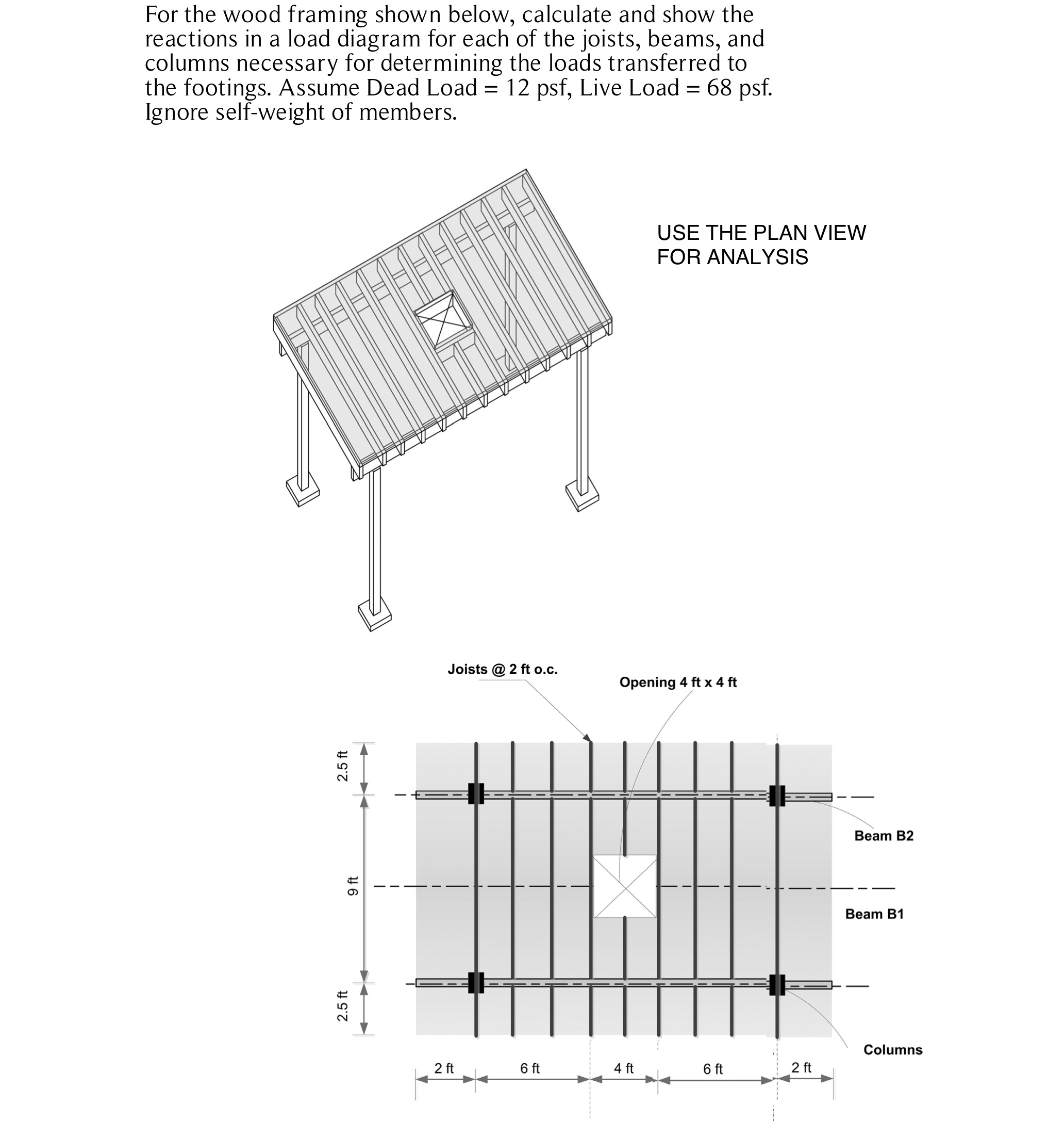For the wood framing shown below, calculate and show | Chegg.com