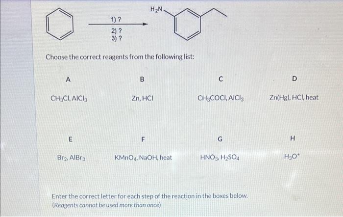 Solved 2)? 3)? Choose the correct reagents from the | Chegg.com