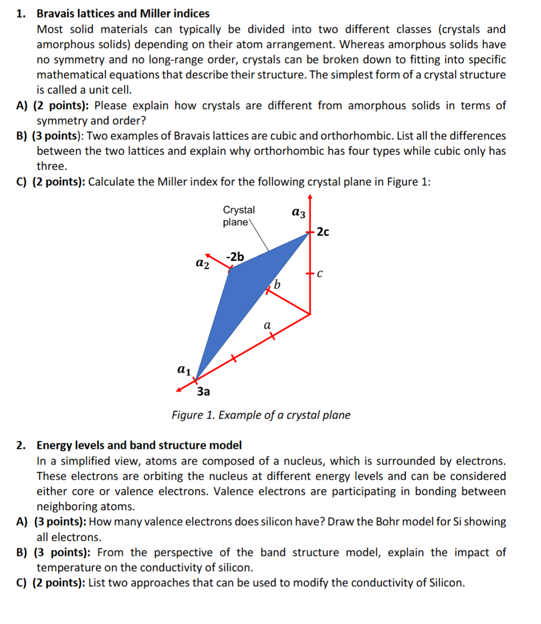 Solved 1. ﻿Bravais lattices and Miller indices Most solid | Chegg.com