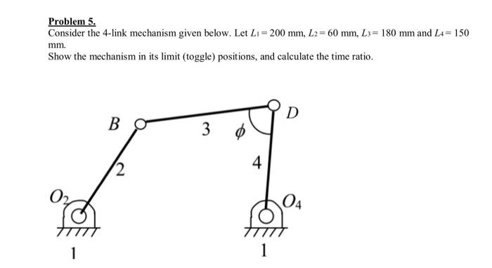 Solved Problem 5. Consider the 4-link mechanism given below. | Chegg.com