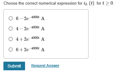 Solved Choose the correct numerical expression for iL(t) | Chegg.com