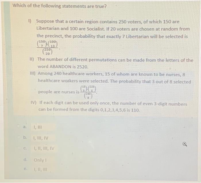 Solved Which Of The Following Statements Are True? A. B. C. | Chegg.com