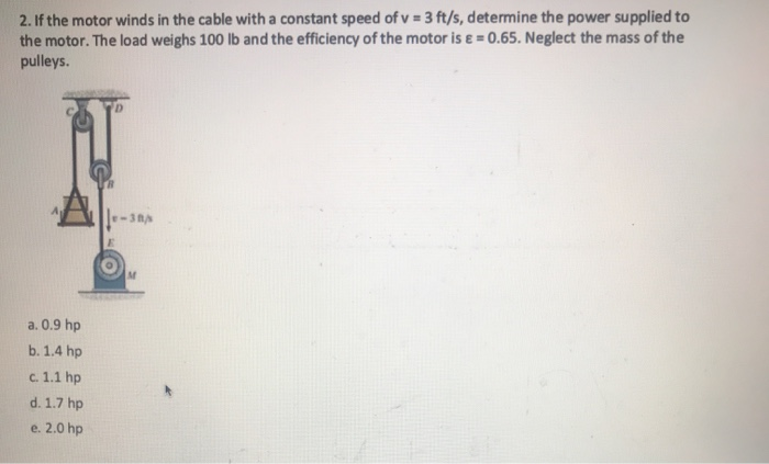 Solved 2 If The Motor Winds In The Cable With A Constant Chegg Com