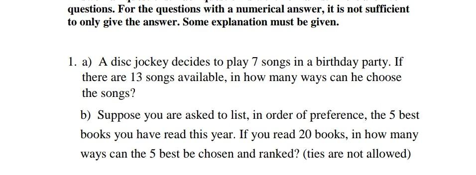 Solved questions. For the questions with a numerical answer, | Chegg.com