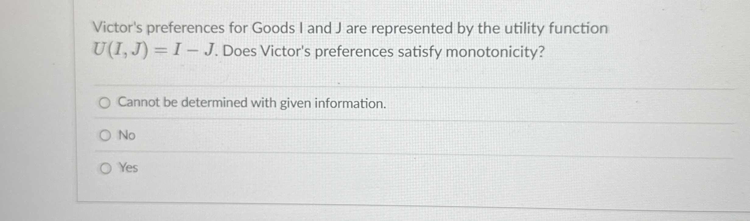 Solved Victor's preferences for Goods I and J are | Chegg.com