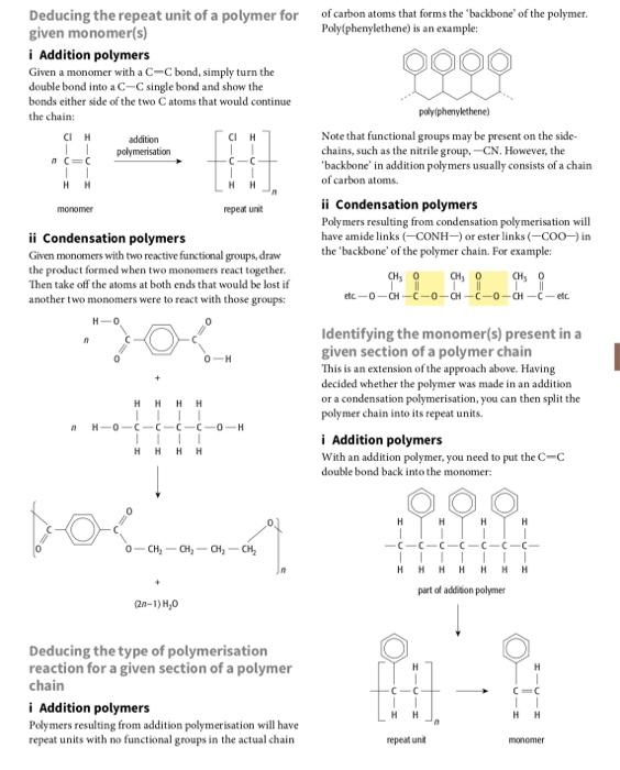 Solved 1. Explain and summarizea. Deduce repeat units, | Chegg.com