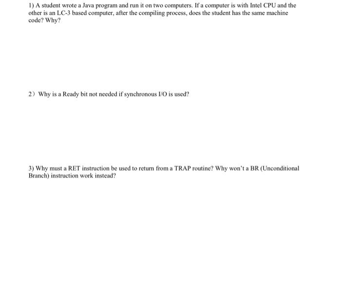 Solved 1) A student wrote a Java program and run it on two | Chegg.com