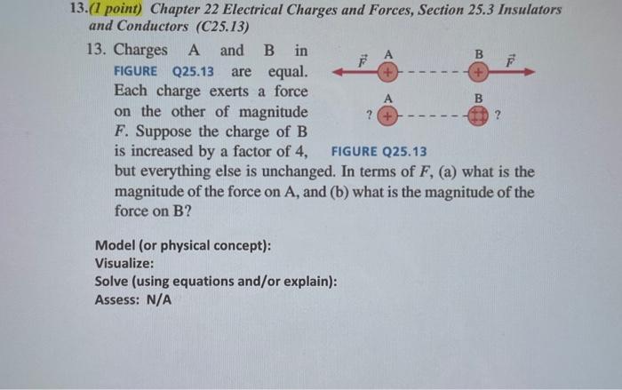 Solved 13.(1 point) Chapter 22 Electrical Charges and | Chegg.com
