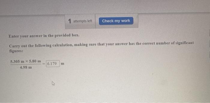 Solved 1 attempts left Check my work Enter your answer in | Chegg.com