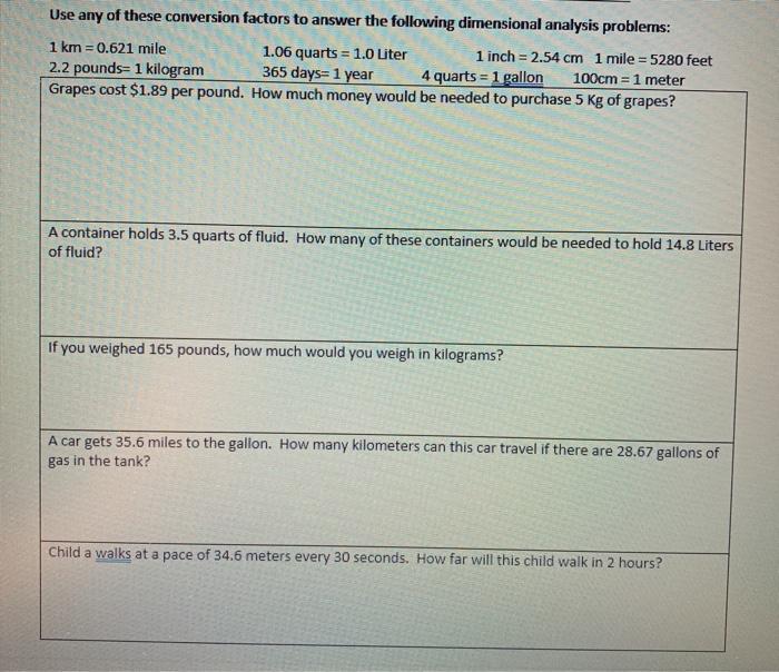 Solved Use any of these conversion factors to answer the | Chegg.com