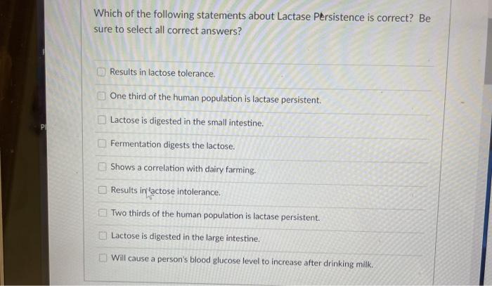 Solved Which Of The Following Statements About Lactase | Chegg.com