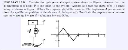 Solved USE MATLAB. Consider The Spring-mass-dashpot System | Chegg.com