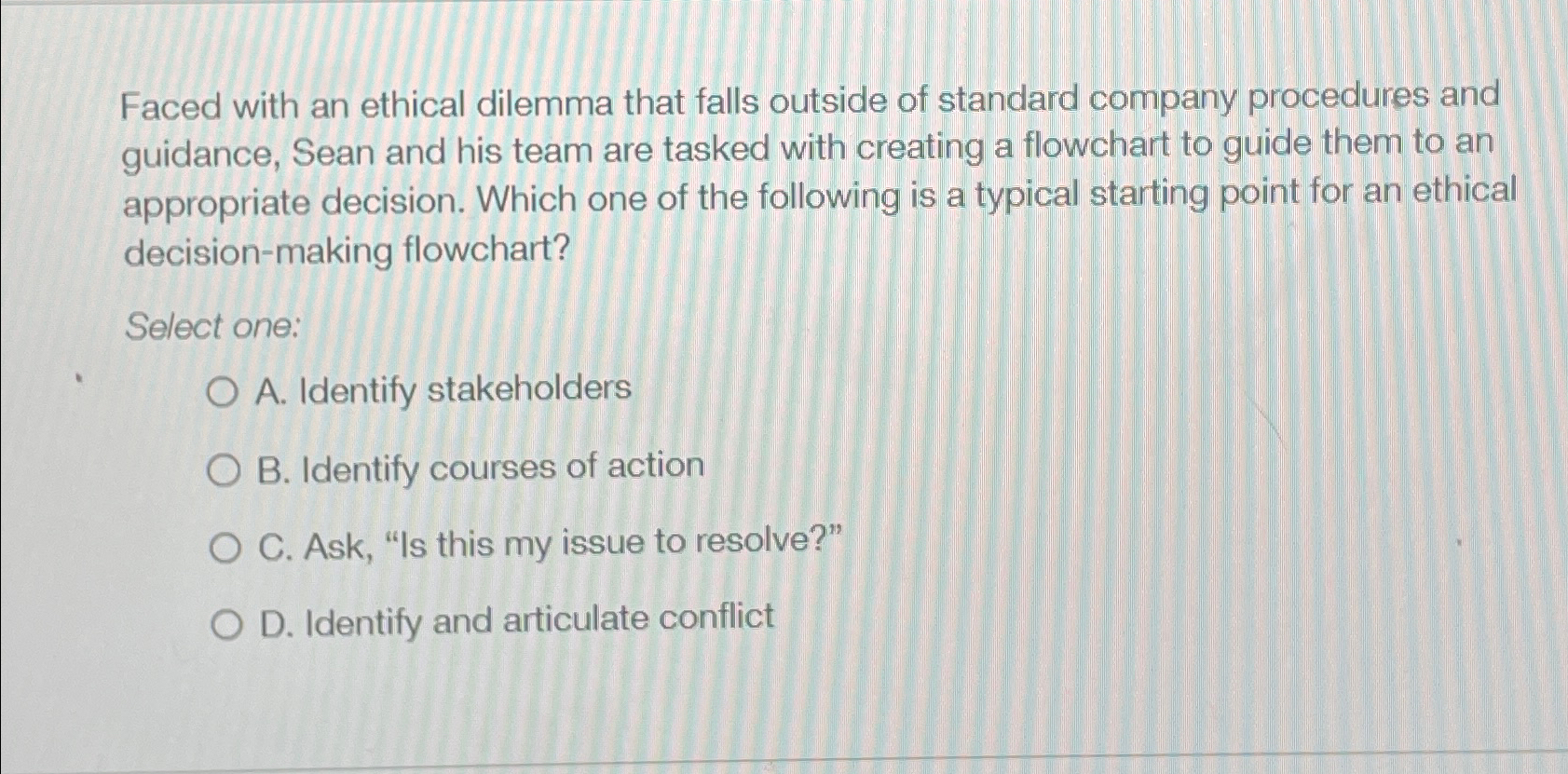 Solved Faced with an ethical dilemma that falls outside of | Chegg.com