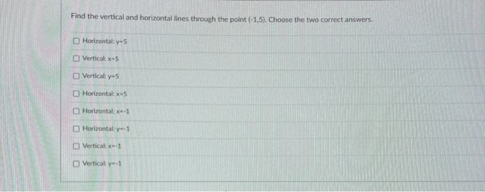 horizontal and vertical lines algebra 1 homework answers