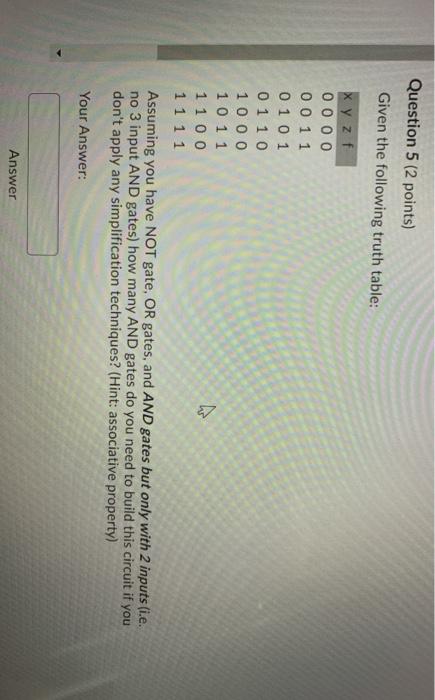 Solved Question 5 (2 points) Given the following truth | Chegg.com