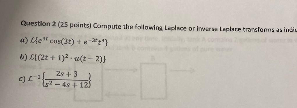 Solved Question 2 ( 25 points) Compute the following Laplace | Chegg.com