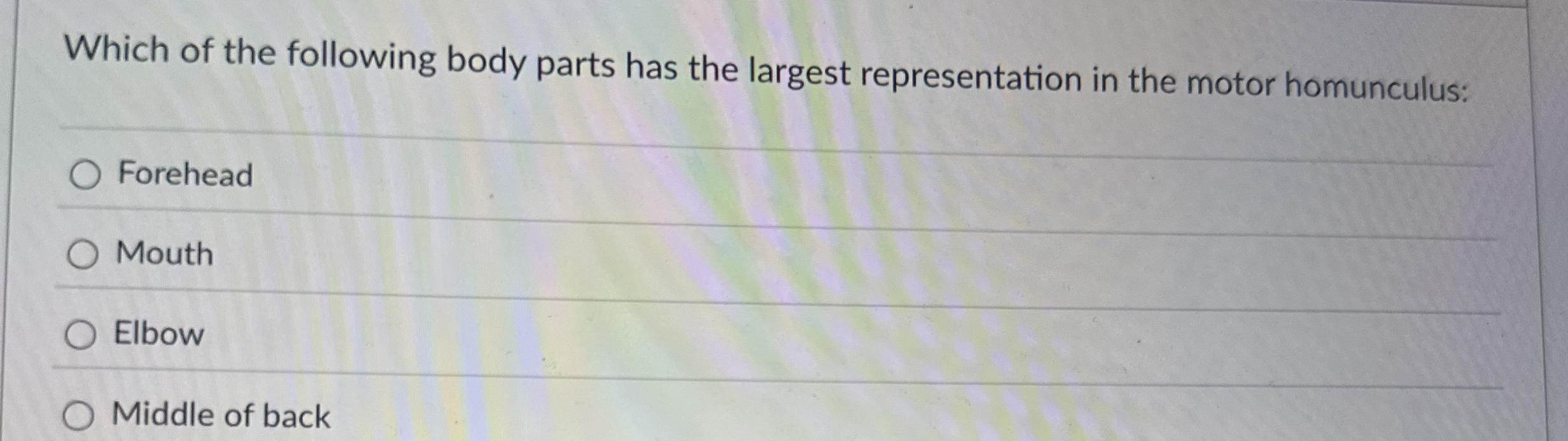 Solved Which of the following body parts has the largest