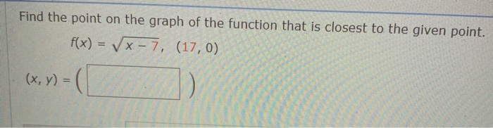 Solved Find the point on the graph of the function that is | Chegg.com