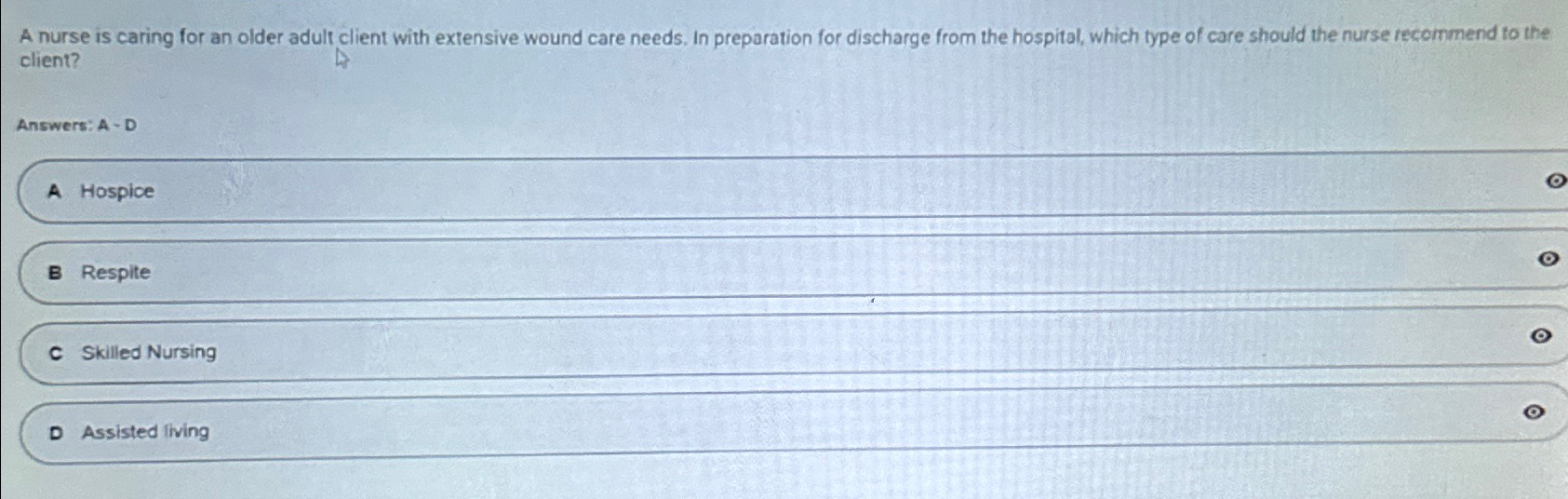 Solved A nurse is caring for an older adult client with | Chegg.com